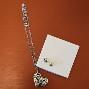 Brighton Silver Swirl Heart Necklace Set